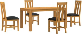 vidaXL Conjunto De Comedor 5 Uds. Negro Madera De Roble S&oacute;lido Vidaxl