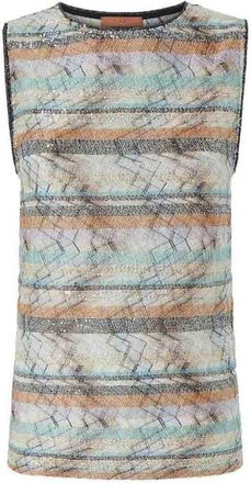 Missoni Striped Top In Beige/Blue/Multicolor