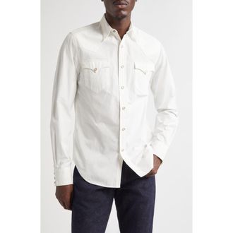 Ralph Lauren Slim Fit Poplin Snap-Up Western Shirt in White at Nordstrom, Size Small