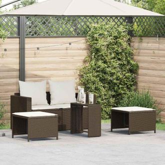 vidaXL Vidaxl - Set De Muebles De Jard&iacute;n Con Cojines Apilables 5 Pzas Marr&oacute;n
