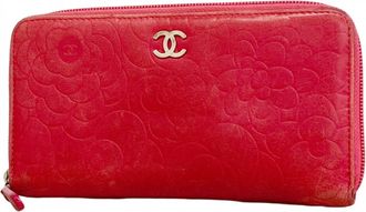 Chanel Pink Leather Long Wallet (Bi-Fold) (Pre-Owned)