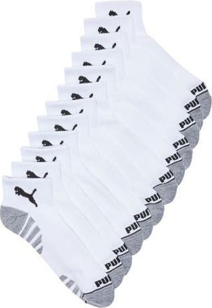 Puma 6-Pack Terry Quarter Length Socks in White /Black at Nordstrom Rack, Size 10-13