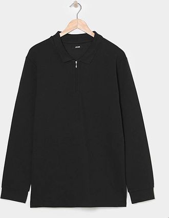 Jacamo Long Sleeve Textured Jersey Polo