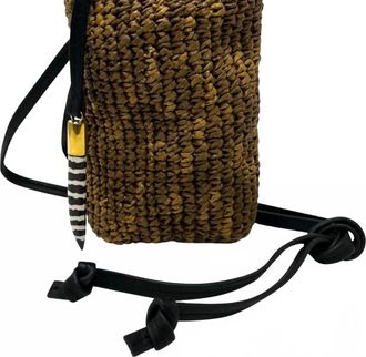 Kempton & Co. Mini Sling Phone Crossbody Bag In Glazed Raffia