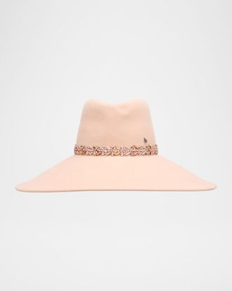 Maison Michel Anne Jewel Strass Felt Wool Fedora Hat