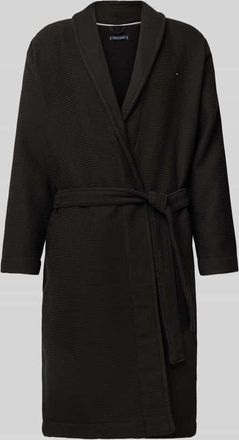 Tommy Hilfiger Regular Fit Bademantel aus reiner Baumwolle mit Waffelstruktur in Black, Größe XL