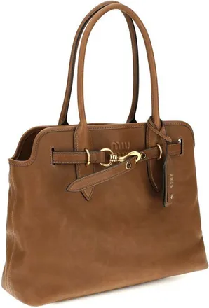 Miu Miu Womens Brown Calf Leather Bos Taurus Shoulder Bag