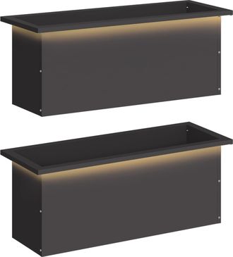 vidaXL Jardinera Para Jard&iacute;n Con Luces Led 2 Uds. Negro Vidaxl