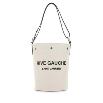 Saint Laurent Two-tone Canvas And Leather Medium Rive Gauche Bucket Bag