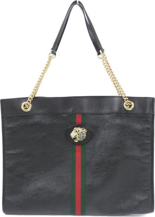 Gucci Black Leather Handbag Tote Bag (Pre-Owned)