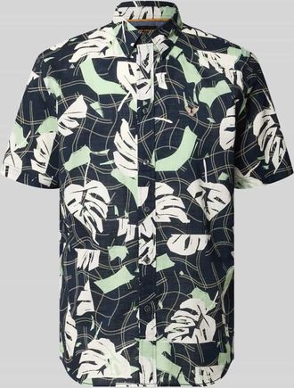 PME Legend Slim Fit Freizeithemd im Allover-Look mit Kentkragen in Marine, Gr&ouml;&szlig;e XXXL