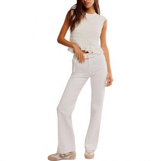 Free People Sabine Slim A Line Jeans In Optic White