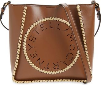 Stella McCartney Raffia Trim Crossbody Bag in Tan at Nordstrom