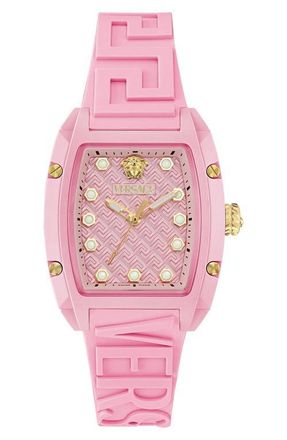 Versace Dominus Ceramic Strap Watch, 44mm x 36mm in Pink at Nordstrom