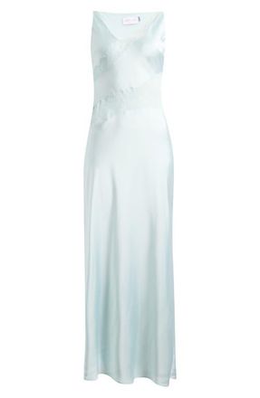 Significant Other Ellis Sheer Mesh Lace Inset Satin Gown in Adriatic at Nordstrom, Size 10 Us