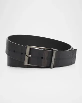 Burberry Louis Reversible Check Leather Belt