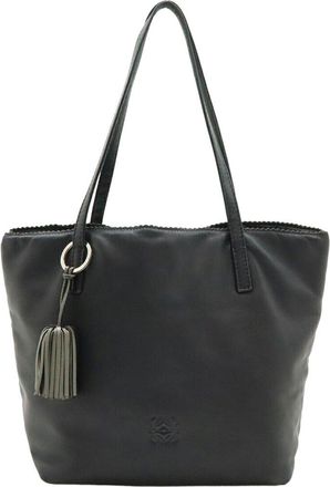 Loewe Black Lambskin Anagram Fringe Tassel Handbag (Authentic Pre-Loved)