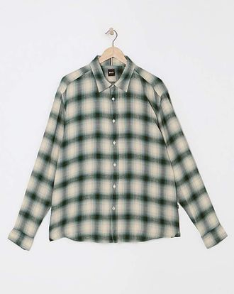 HUGO BOSS Green Check Long Sleeve Shirt