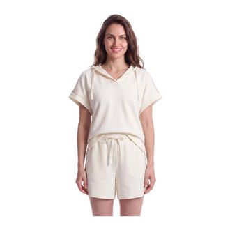 HUGO BOSS Hoodies & sweatvesten, Dames, Beige, M, Polyester, Mirage Short-Sleeve Hoodie