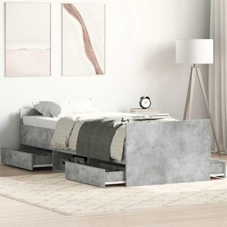 vidaXL Vidaxl - Estructura De Cama Con Cabecero Piecero Gris Hormig&oacute;n 90x200cm