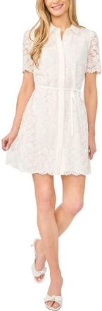 CeCe by Cynthia Steffe Tie Waist Lace Minidress in New Ivory at Nordstrom, Size 10