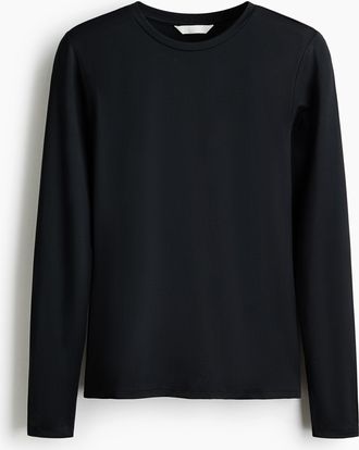 H&M Langarmshirt aus Mikrofaser - Schwarz