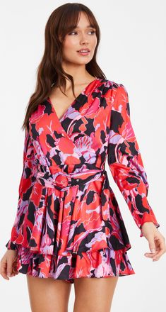 Quiz Womens Long Sleeve Wrap Romper