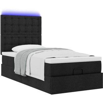 vidaXL Estructura Cama Otomana Colch&oacute;n Tela Negra 90x190 Cm Vidaxl
