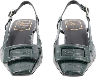 Roger Vivier Belle Vivier Night Crocodile-Embossed Slingback