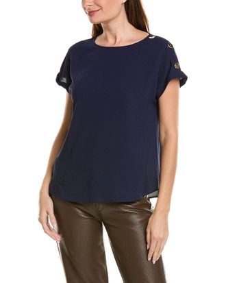 Jones New York Shoulder Button Detail Blouse