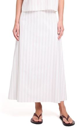 TWP Stripe Cotton A-Line Skirt in White /Wine at Nordstrom, Size 10