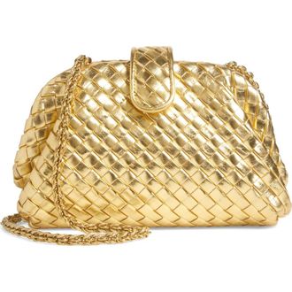 Bottega Veneta Mini Lauren 1980 Intrecciato Metallic Leather Clutch in 8922 Gold/Muse Brass at Nordstrom