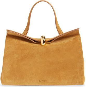 Jacquemus Le Valerie Suede Top Handle Bag in Camel 830 at Nordstrom