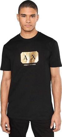 A|X Armani Exchange Large Black and Gold T-Shirts Mens T Shirt Black : 2XL, Cotton