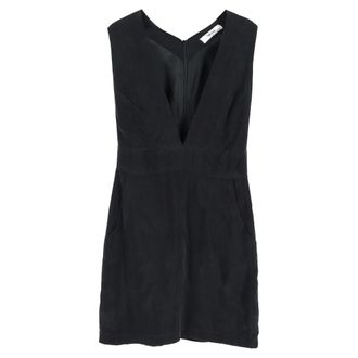 Anine Bing V-neck Mini Dress in Black Silk