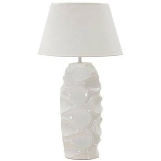 Dmora Lampada da tavolo Bonito, Luce da scrivania, Luminaria da ufficio, Lampada da lavoro, Bianco, 45x45 h83 cm - Dmora