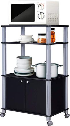 Costway Costway Carrito De Cocina Soporte Para Microondas Y Horno Con Ruedas Estante Organizador Almacenamiento Negro