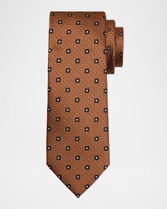 Ermenegildo Zegna Mens Geometric Jacquard Silk Tie