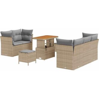 vidaXL Conjunto De Sof&aacute; De Jard&iacute;n 8 Pcs Beige Rat&aacute;n Sint&eacute;tico Vidaxl