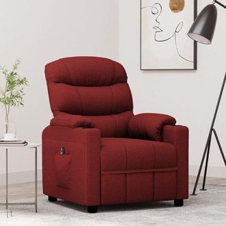 vidaXL Sill&oacute;n Reclinable El&eacute;ctrico Tela Rojo Tinto Vidaxl