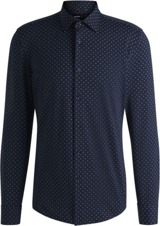 BOSS Slim-fit shirt in geometric-print performance-stretch fabric