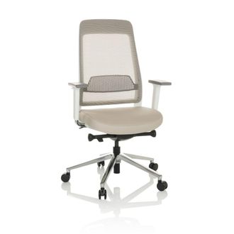 hjh OFFICE Silla de oficina profesional tela / tejido de malla beige/gris