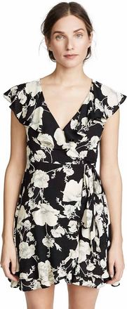 Free People French Quarter Floral Ruffled Wrap Dress In Onyx Combo