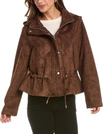 Elie Tahari womens Ruby Faux Suede Jacket, l, Brown