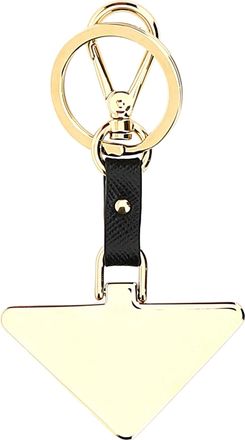 Prada Womens Two-Tone Metal And Leather Key Ring F0002 Steel-Calfleather Portachiavi Keychains