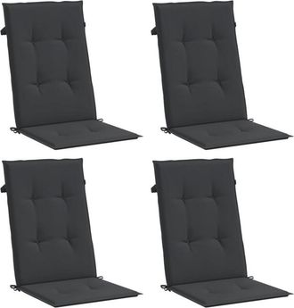 vidaXL Vidaxl - Cojín silla de jardín respaldo alto 4 uds tela negro 120x50x3cm