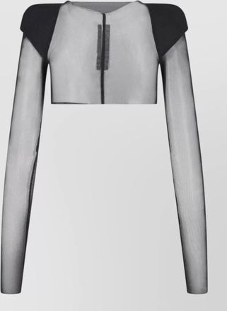 Rick Owens mesh cropped jacket long sleeves shoulder pads