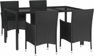vidaXL Vidaxl - Set De Muebles Jard&iacute;n 5 Pzas Con Cojines Rat&aacute;n Sint&eacute;tico Negro