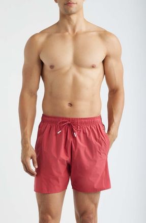 BOSS Iconic Side Stripe Swim Trunks in Dark Red at Nordstrom, Size Xx-Large