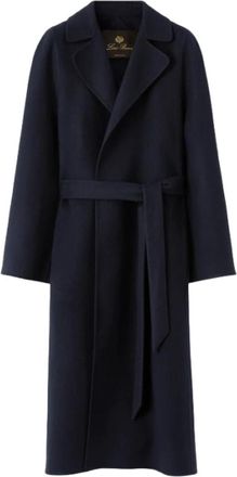 Loro Piana Francesca Coat - Dames - Jas met riem - Blauw - XS - Leer - Jassen